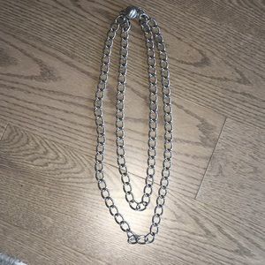 Vintage Double Stranded Metal Chain Necklace
